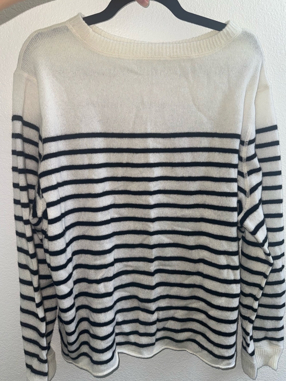 Reformation Boyfriend Oversized Sweater Cream and Black Striped Scoop-Neck